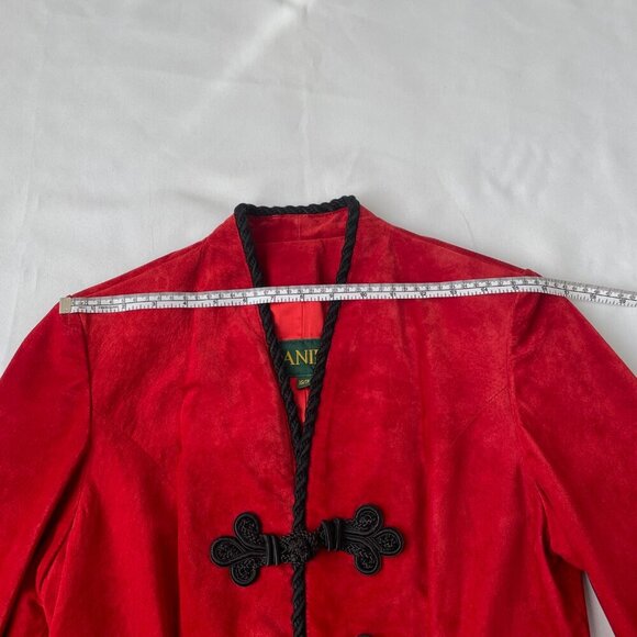 Danier Canada Women Vintage 80s Red Genuine Suede Leather Jacket, Size XS - Picture 9 of 12